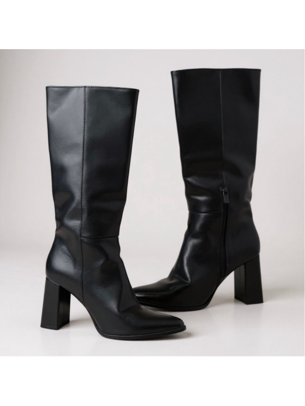 STRADIVARIUS Black Heeled Knee-High Boots 9